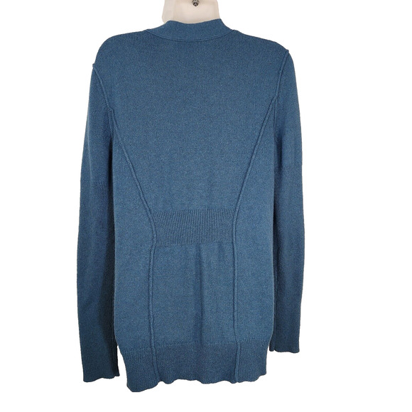 Ann Taylor LOFT Womens Cardigan Medium Teal Wool Rabbit Hair Blend Button V Neck - Picture 2 of 9
